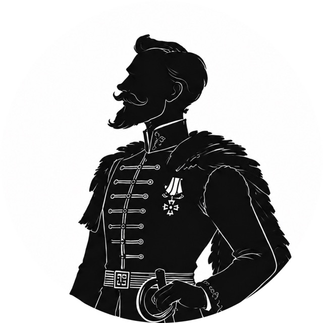 Eduard Kern, Silhouette in Uniform mit Orden