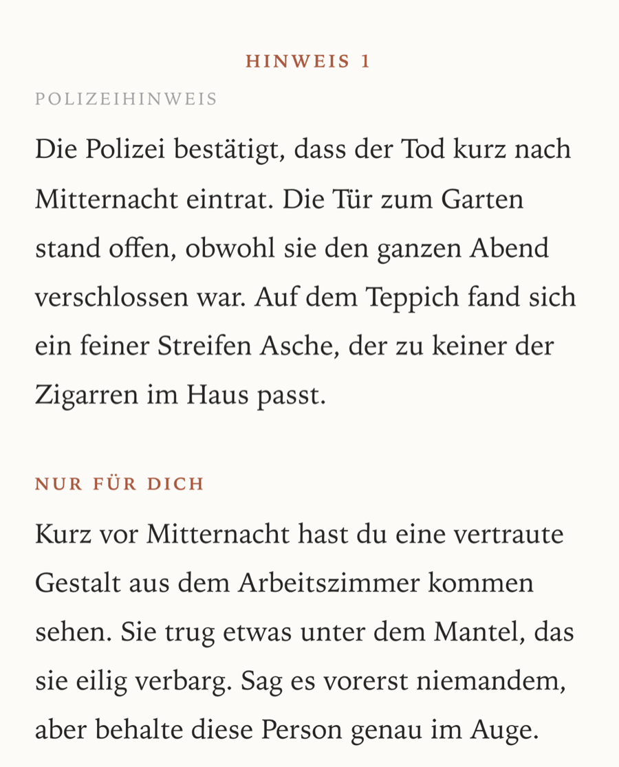 Beim Dinner ermitteln