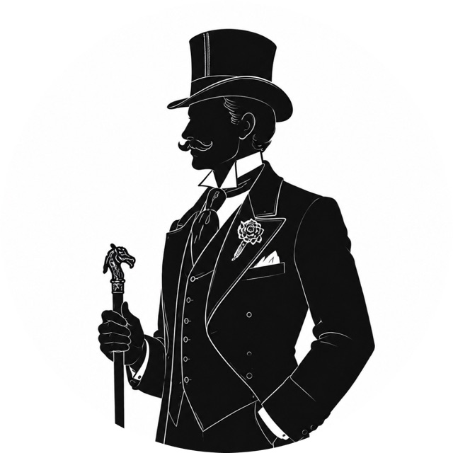 Viktor Sattler, Silhouette mit Zylinder und Gehstock